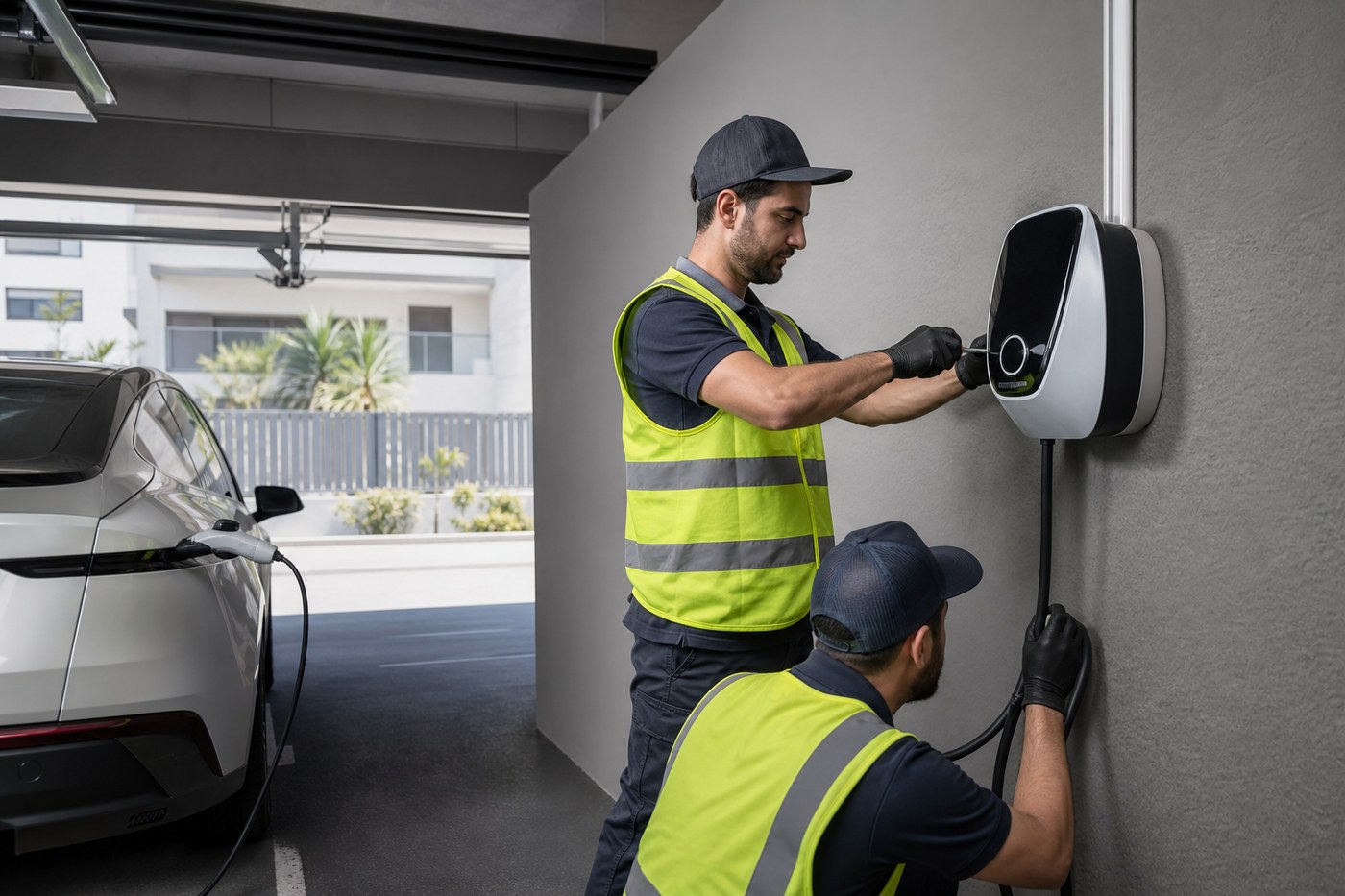 EV Charger IL team installing wallbox charger