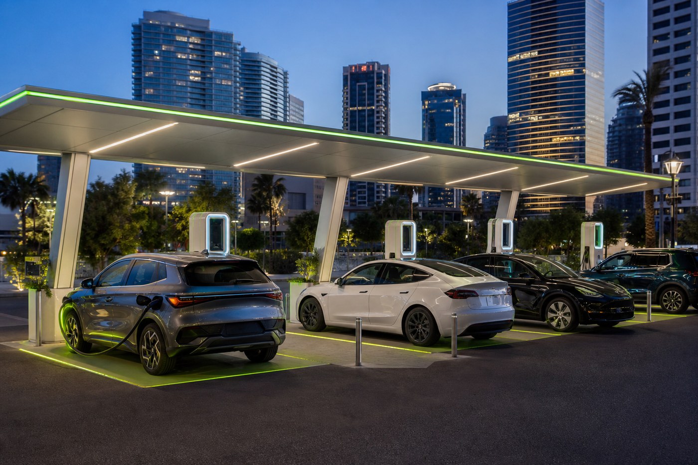 Urban EV charging hub in Tel Aviv